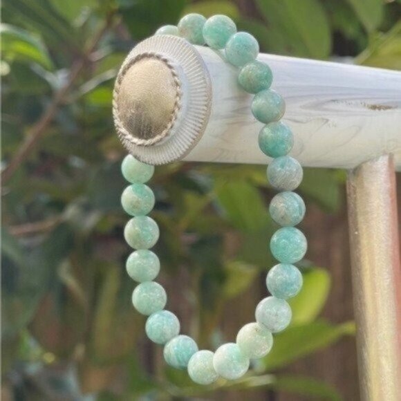 8mm Blue Amazonite Stretch Bracelet - Picture 1 of 7